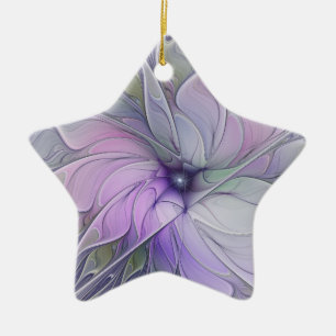 Stunning Beauty Modern Abstract Fractal Art Flower Ceramic Ornament