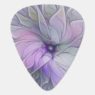 Stunning Beauty Modern Abstract Fractal Art Flower Guitar Pick