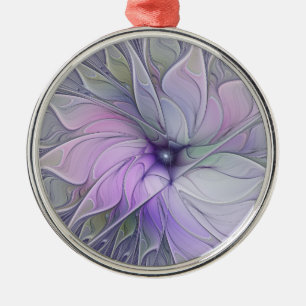 Stunning Beauty Modern Abstract Fractal Art Flower Metal Ornament