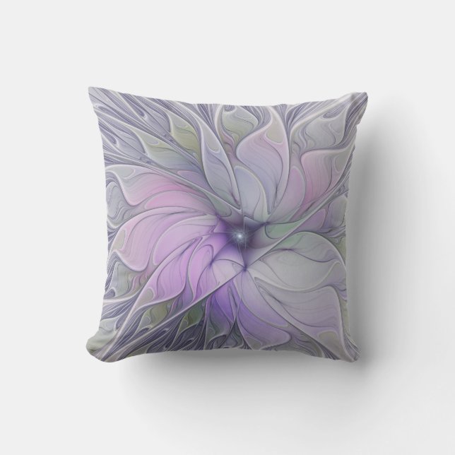 Stunning Beauty Modern Abstract Fractal Art Flower Outdoor Pillow (Front)