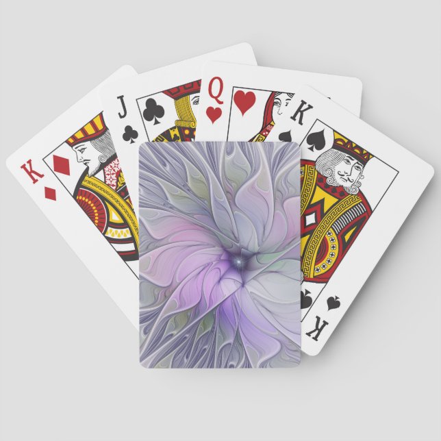 Stunning Beauty Modern Abstract Fractal Art Flower Playing Cards (Back)