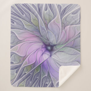Stunning Beauty Modern Abstract Fractal Art Flower Sherpa Blanket