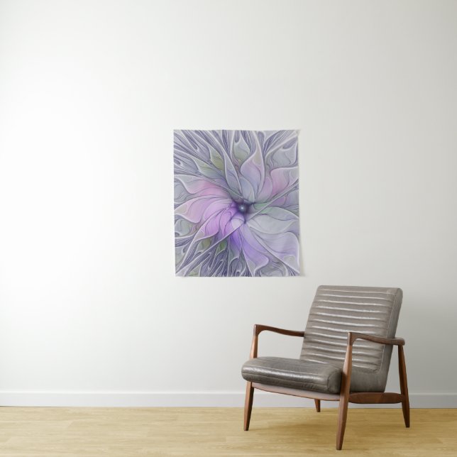 Stunning Beauty Modern Abstract Fractal Art Flower Tapestry (In Situ)