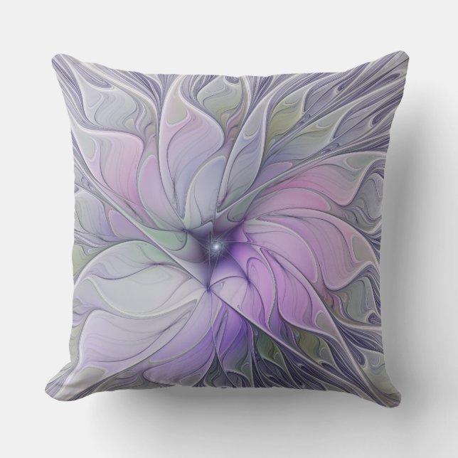 Stunning Beauty Modern Abstract Fractal Art Flower Throw Pillow (Front)