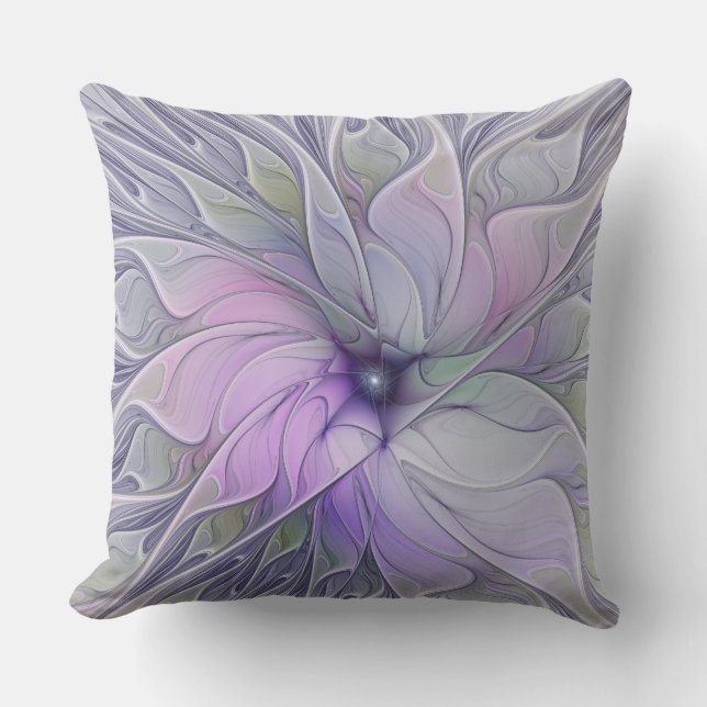 Stunning Beauty Modern Abstract Fractal Art Flower Throw Pillow (Front)