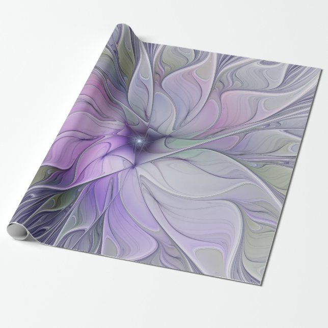 Stunning Beauty Modern Abstract Fractal Art Flower Wrapping Paper (Unrolled)