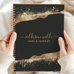 Stunning Black And Gold Glitter Script Business Planner<br><div class="desc">Elevate your organizational game with this Stunning Black And Gold Glitter Script Business Planner. Perfectly designed for professionals who value both style and functionality, this planner features a luxurious black cover with a sparkling gold glitter wave that adds a touch of glamour to your daily tasks. The trendy script font...</div>