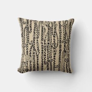 Stunning Black and Tan Graphic Design Throw Pillow