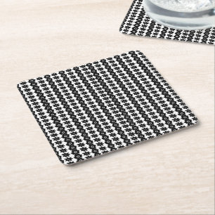 Stunning Black and White Abstract Dots Background Square Paper Coaster