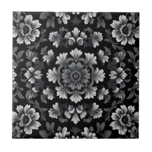 Stunning Black and White Floral Tile