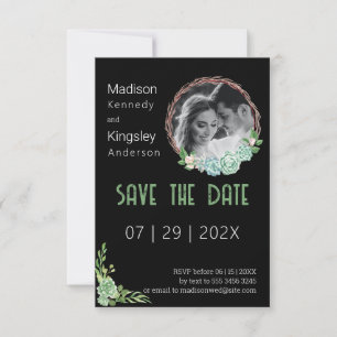 Stunning Black Eucalyptus Fab Save the Date Photo