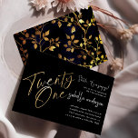 Stunning Black & Gold 21st Surprise Birthday Party Invitation<br><div class="desc">Make your loved one's 21st birthday unforgettable with our effortlessly customizable invitations from Eugene Designs. Featuring a chic faux gold foil 'Twenty One' in a contemporary handwritten script, these invites are the perfect blend of modern elegance and minimalist style. Your party details are presented in a timeless white sans-serif font...</div>