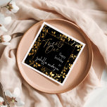 Stunning Black & Gold 21st Surprise Birthday Party Napkin<br><div class="desc">Make your loved one's 21st birthday unforgettable with our effortlessly customizable napkins from Eugene Designs. Featuring a chic faux gold foil 'Twenty One' in a contemporary handwritten script, these napkins are the perfect blend of modern elegance and minimalist style. The celebrant's name is highlighted in a modern upright script, adding...</div>