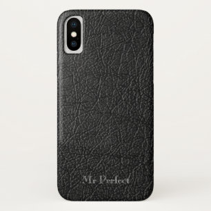 Stunning black leather sense personalizable  Case-Mate iPhone case