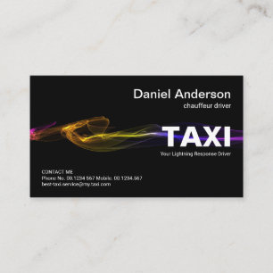Stunning Black Striking Lightning TAXI Service Business Card