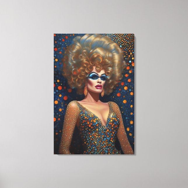 Stunning Blonde Bombshell Drag Queen Portrait Canvas Print (Front)