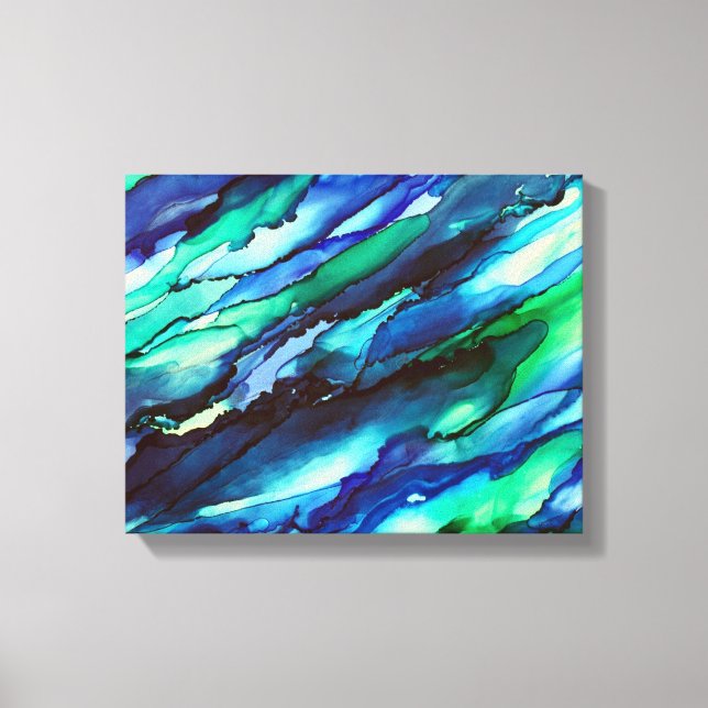 Stunning Blue Alcohol Ink Painting Canvas Print (Front)