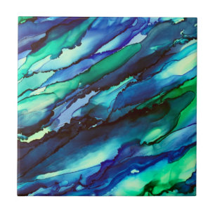 Stunning Blue Alcohol Ink Painting Tile