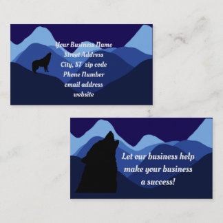 Stunning Blue Mountain Silhouette with Wolf Logo  Business Card