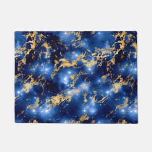 Stunning Blue, White & Gold Marble Galaxy Doormat