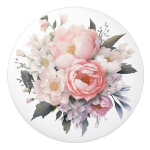 Stunning Blush and White Floral Ceramic Knob