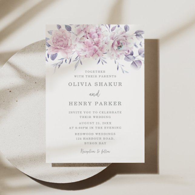 Stunning Blush Watercolor Flowers Wedding Invitation (Creator Uploaded)