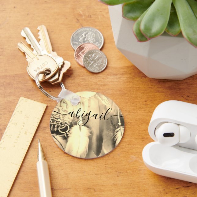 Stunning Boho Bohemian Style Dreamcatcher Feathers Keychain (Desk)