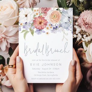 Stunning Botanical Floral Bridal Shower Brunch Invitation