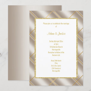STUNNING BRONZE METALLIC WEDDING  INVITATION