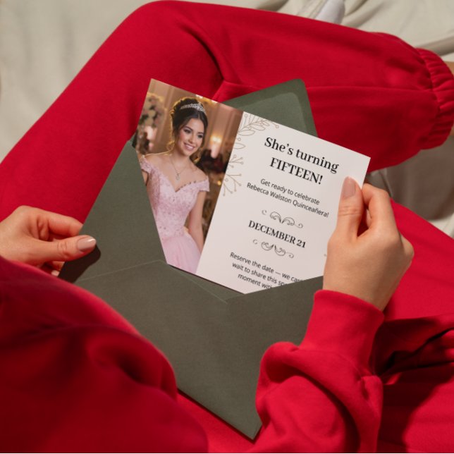 Stunning Brown Beige Leaf Minimalist Quinceanera Enclosure Card (Creator Uploaded)