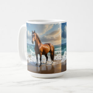 Stunning Brown Horse On The Beach, Coffee Mug