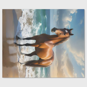 Stunning Brown Horse On The Beach, Wrapping Paper
