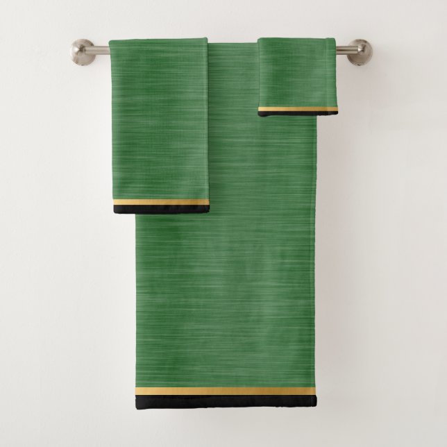 STUNNING BRUSHED METAL GREEN BATHROOM TOWEL SET (Insitu)