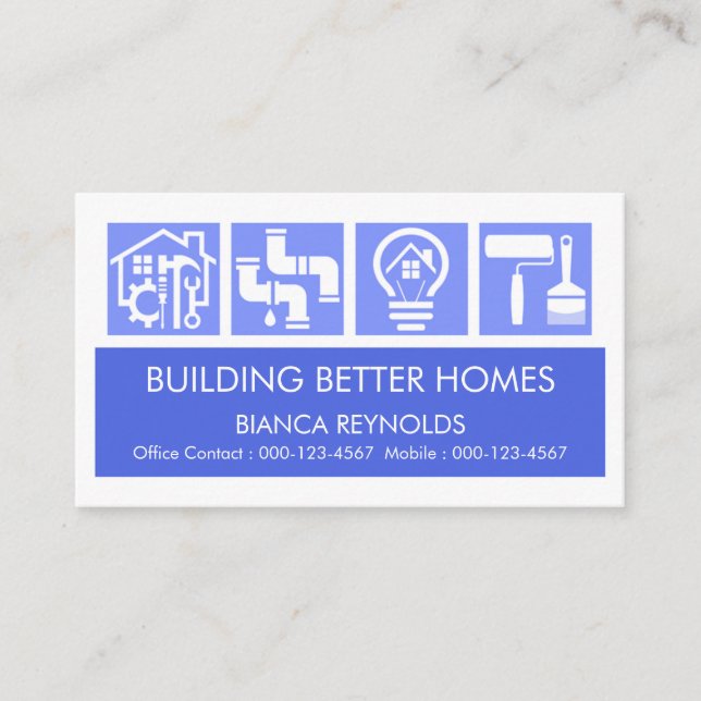 Stunning Builders Service Logos Construction Business Card (Front)