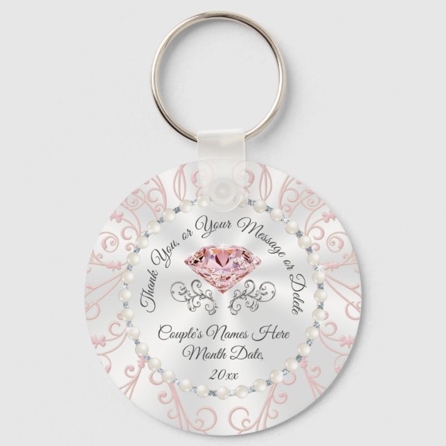 Stunning Cheap Personalized Wedding Favours, Blush Keychain (Front)