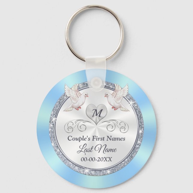 Stunning Cheap Personalized Wedding Party Favours Keychain (Front)