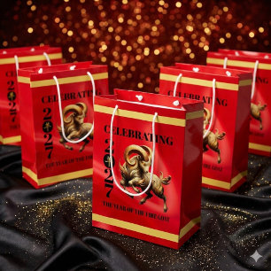 Stunning Chinese Year of the Fire Horse 2026 Medium Gift Bag