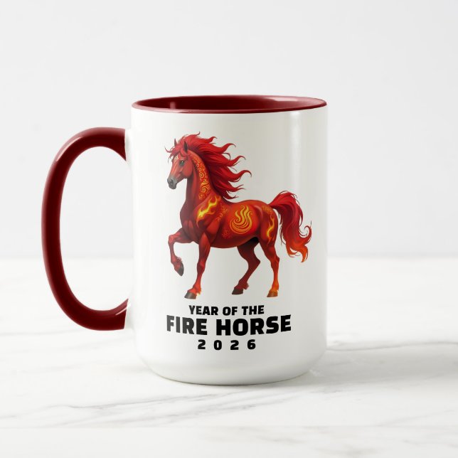 Stunning Chinese Year of the Fire Horse 2026 Mug (Left)