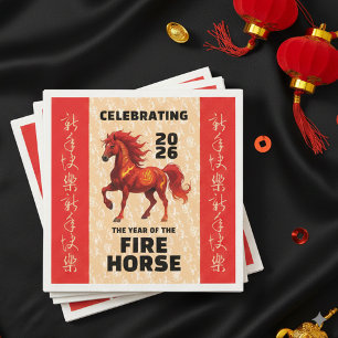 Stunning Chinese Year of the Fire Horse 2026 Napkin