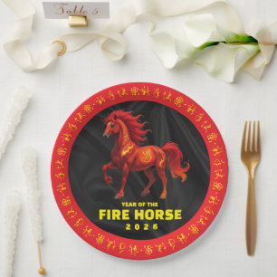 Stunning Chinese Year of the Fire Horse 2026 Paper Plate