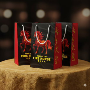 Stunning Chinese Year of the Fire Horse 2026 Small Gift Bag