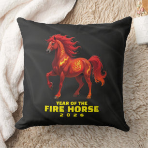 Stunning Chinese Year of the Fire Horse 2026 Throw Pillow