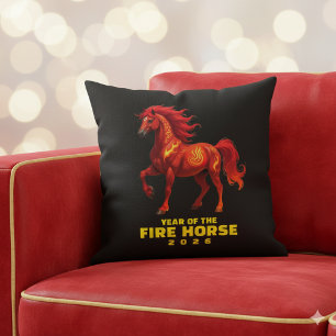 Stunning Chinese Year of the Fire Horse 2026 Throw Pillow