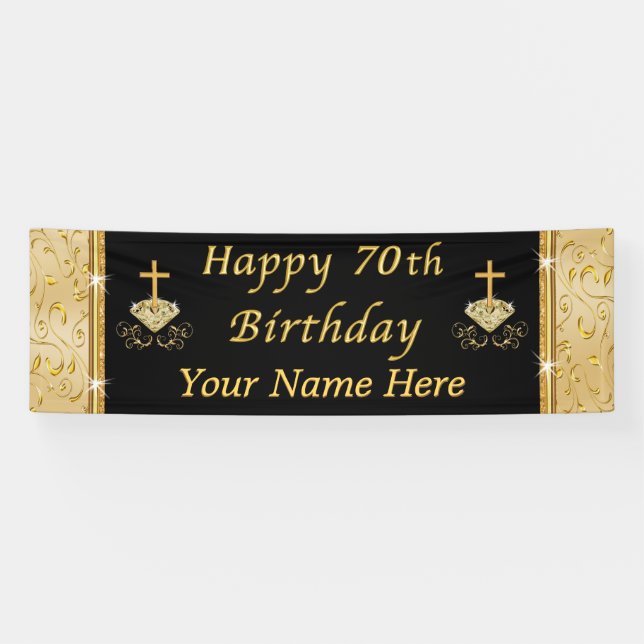 Stunning CHRISTIAN Happy 70th Birthday Banner (Horizontal)