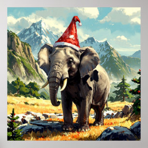 Stunning Christmas Elephant Painting Poster