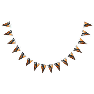 Stunning chrome-orange fractal abstract bunting flags