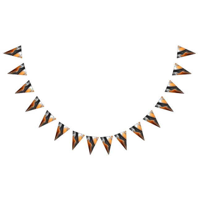 Stunning chrome-orange fractal abstract bunting flags (All)