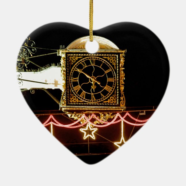 Stunning Clock at Xmas Ceramic Ornament (Back)