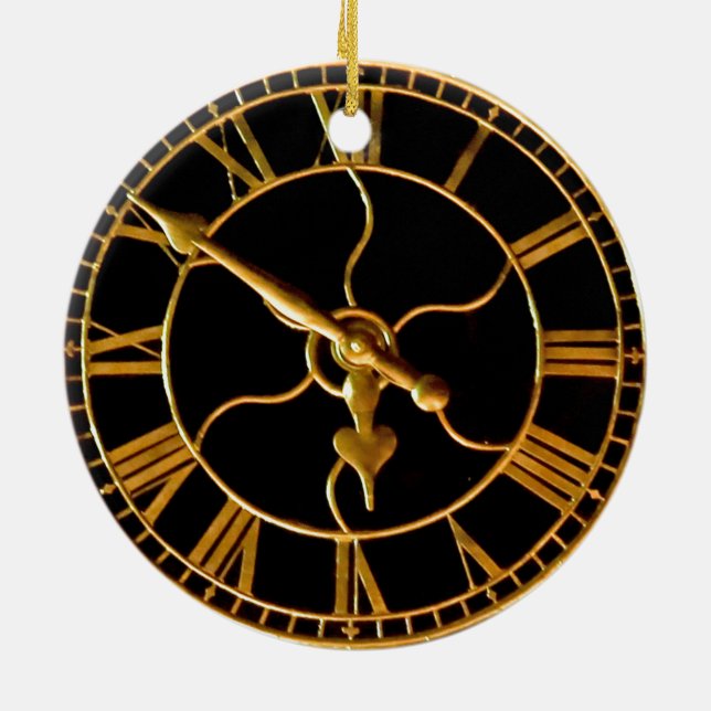 Stunning Clock at Xmas Ceramic Ornament (Back)