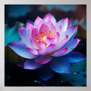 Stunning colorful Lotus flower print